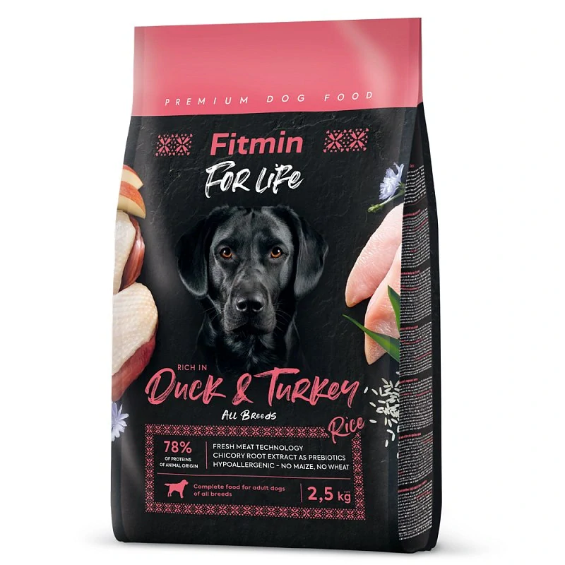 Fitmin For Life Duck & Turkey krmivo pro psy 2,5kg